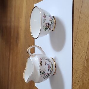 Royal Ardalt Bone China Birds of Paradise Creamer and Sugar Bowl